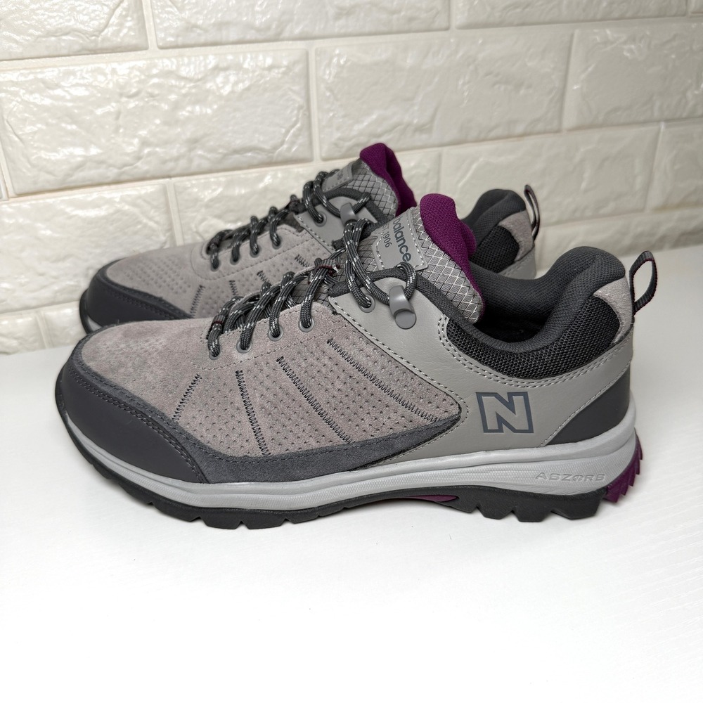 New Balance WW1201MH Trail Walking Shoes Women Sz 9.5 2E Wide Grey Purple Hiking